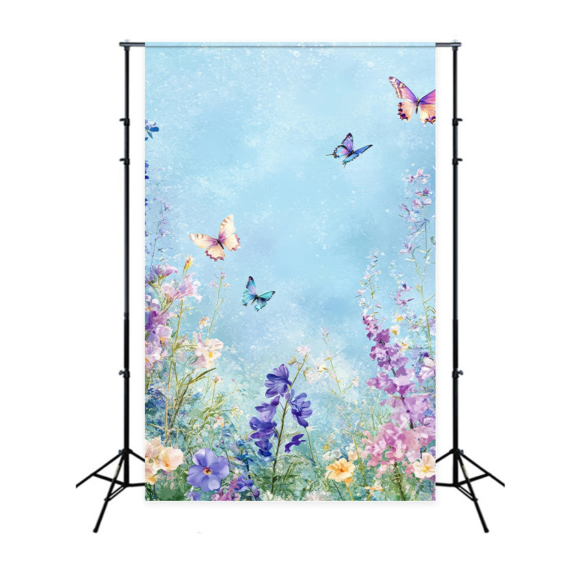 Blumenhintergrund Blühender Frühling Pastell Schmetterling Hintergrund BRP1-388