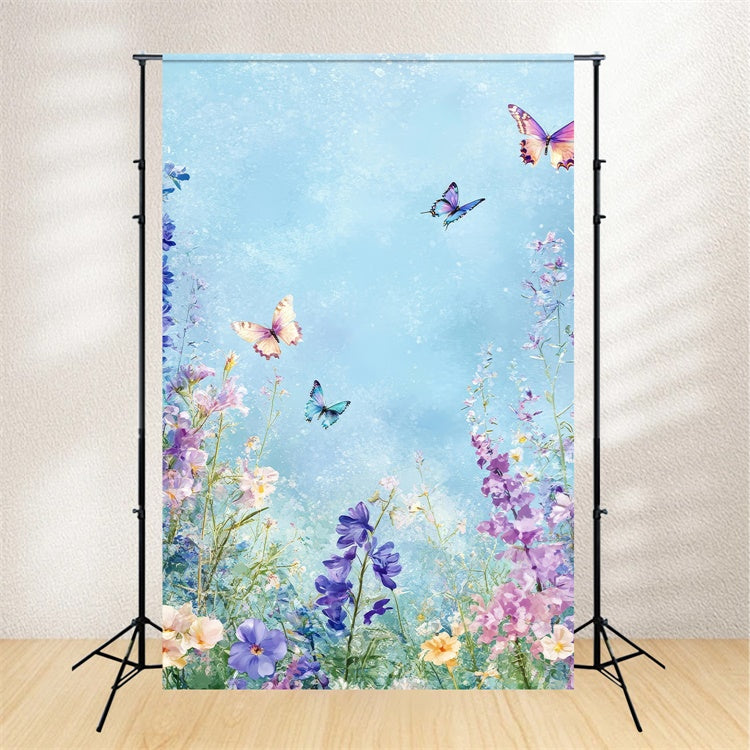 Blumenhintergrund Blühender Frühling Pastell Schmetterling Hintergrund BRP1-388