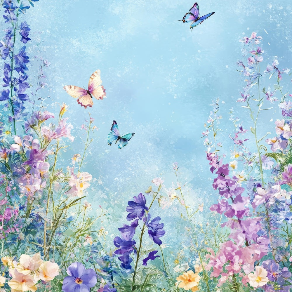 Blumenhintergrund Blühender Frühling Pastell Schmetterling Hintergrund BRP1-388
