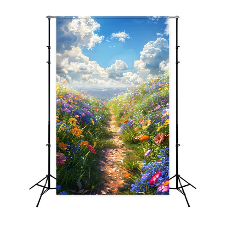 Blume Fotografie Hintergrund Blühende Wiese Blauer Himmel Hintergrund BRP1-389
