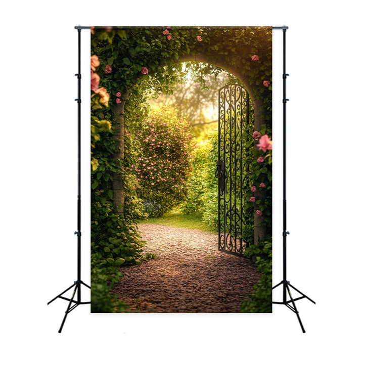 Blumen Fotohintergrund Rustikaler Torbogen Gartenweg Hintergrund BRP1-391