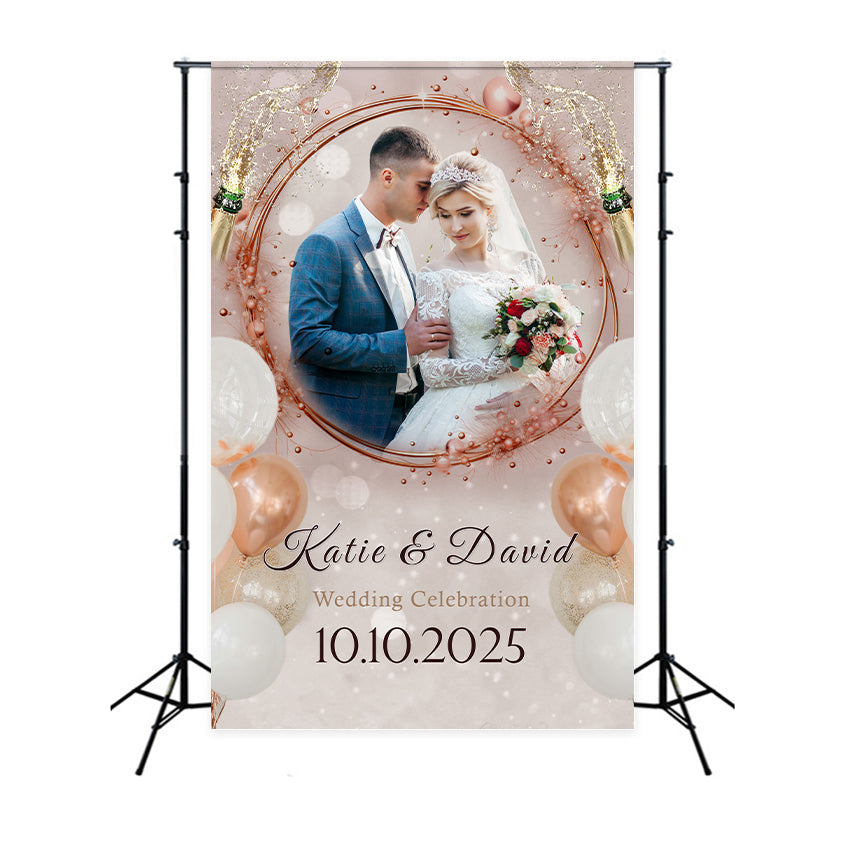 Custom Backdrop für Hochzeit Schöne Feier Champagner Hintergrund BRP1-398