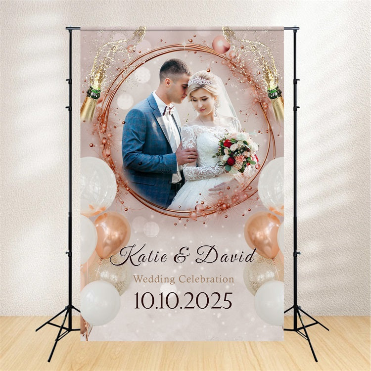 Custom Backdrop für Hochzeit Schöne Feier Champagner Hintergrund BRP1-398