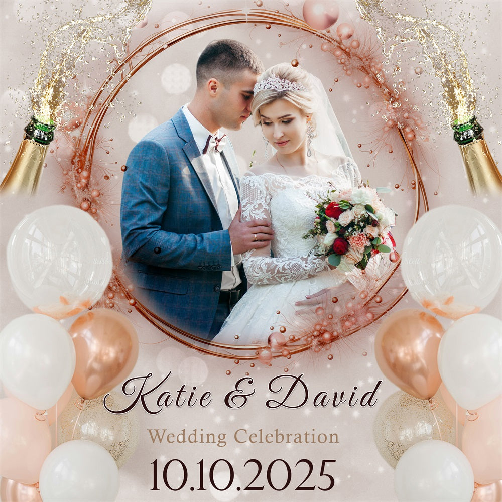 Custom Backdrop für Hochzeit Schöne Feier Champagner Hintergrund BRP1-398