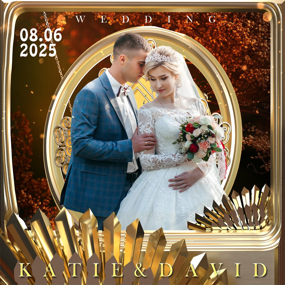 Personalisierter Hintergrund Hochzeit Goldenes Glühen Fotografie Hintergrund BRP1-404