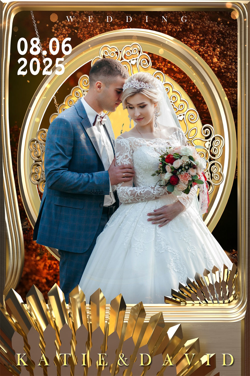 Personalisierter Hintergrund Hochzeit Goldenes Glühen Fotografie Hintergrund BRP1-404