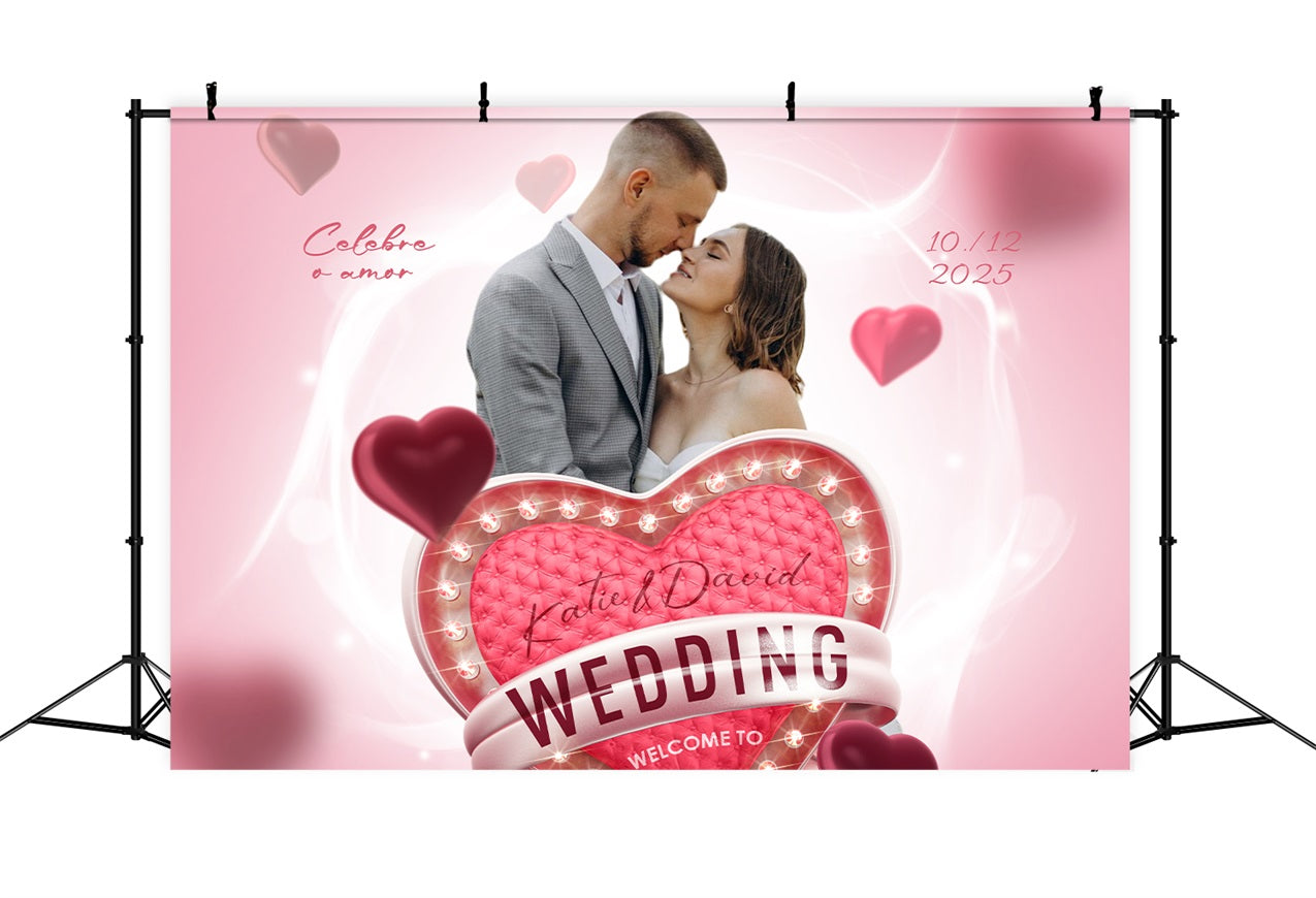 Personalisierte Backdrop Hochzeit Sweet Pink Love Backdrop BRP1-406