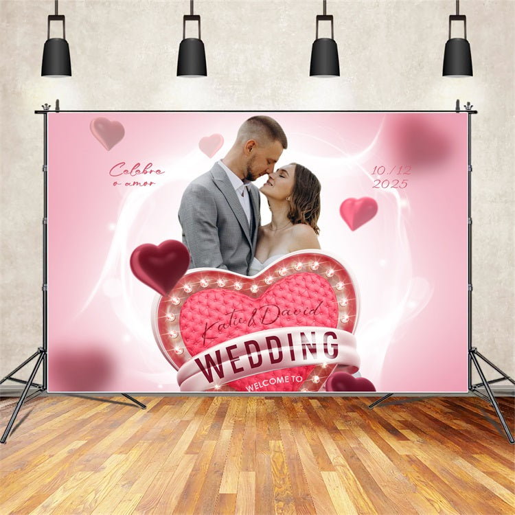 Personalisierte Backdrop Hochzeit Sweet Pink Love Backdrop BRP1-406