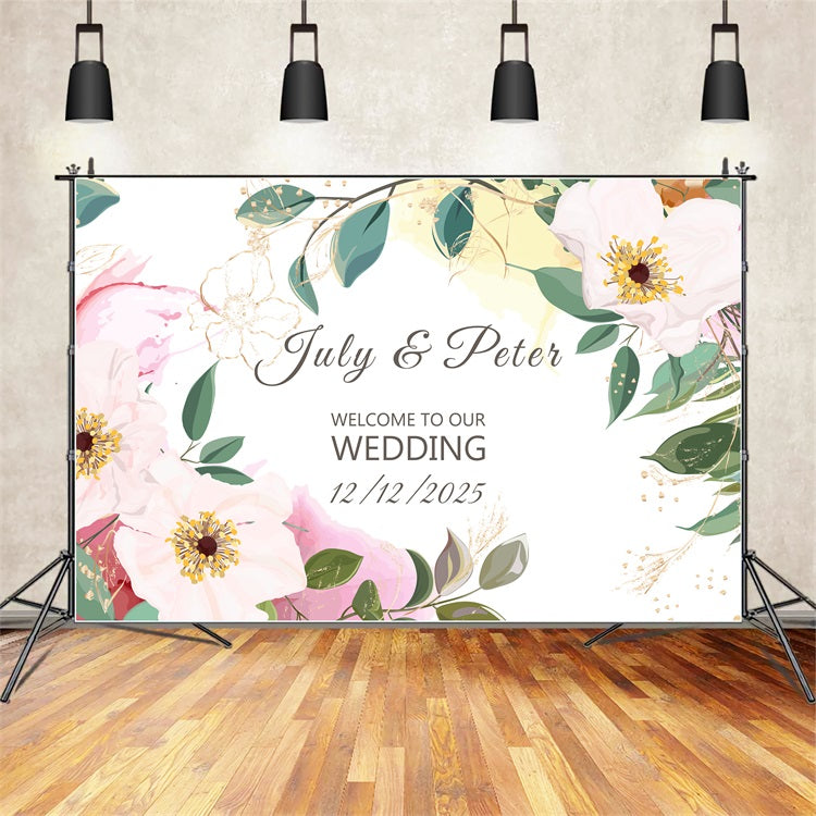 Personalisierte Backdrop Hochzeit Floral Greenery Willkommen Backdrop BRP1-416