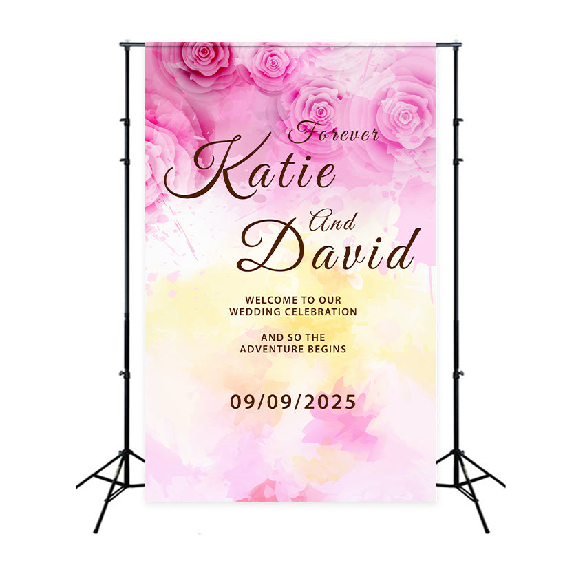 Personalisierte Hochzeit Backdrop True Love Forever Floral Backdrop BRP1-425