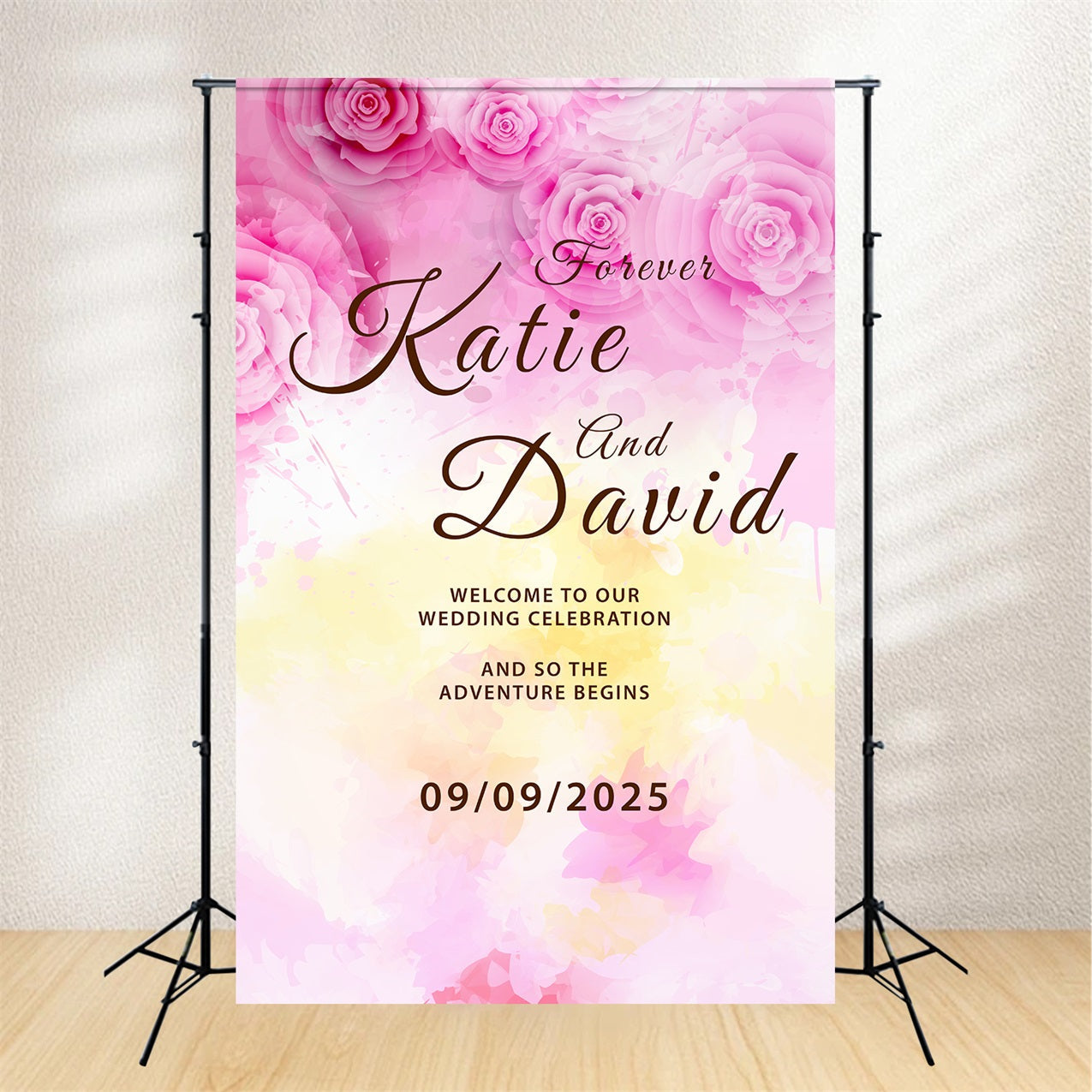 Personalisierte Hochzeit Backdrop True Love Forever Floral Backdrop BRP1-425