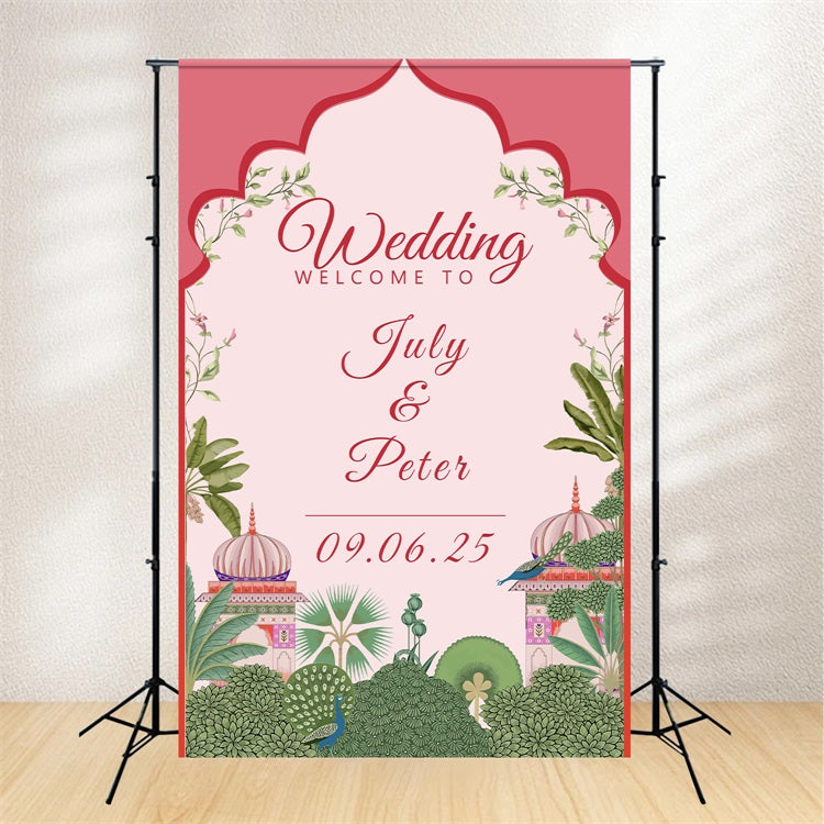 Personalisierte Hochzeit Foto Booth Backdrop Floral Love Story Backdrop BRP1-426