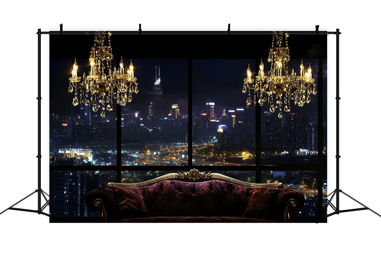 Boudoir Fotokulissen Abendliche Stadtlandschaft Sofa Hintergrund BRP1-449