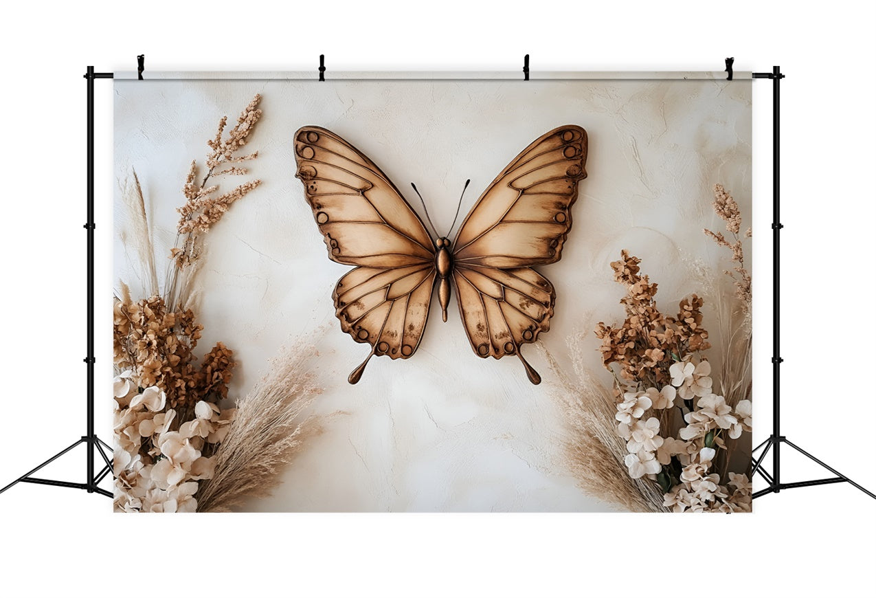 Boudoir Backdrops Vintage Schmetterling getrocknete Blumen Backdrop BRP1-452