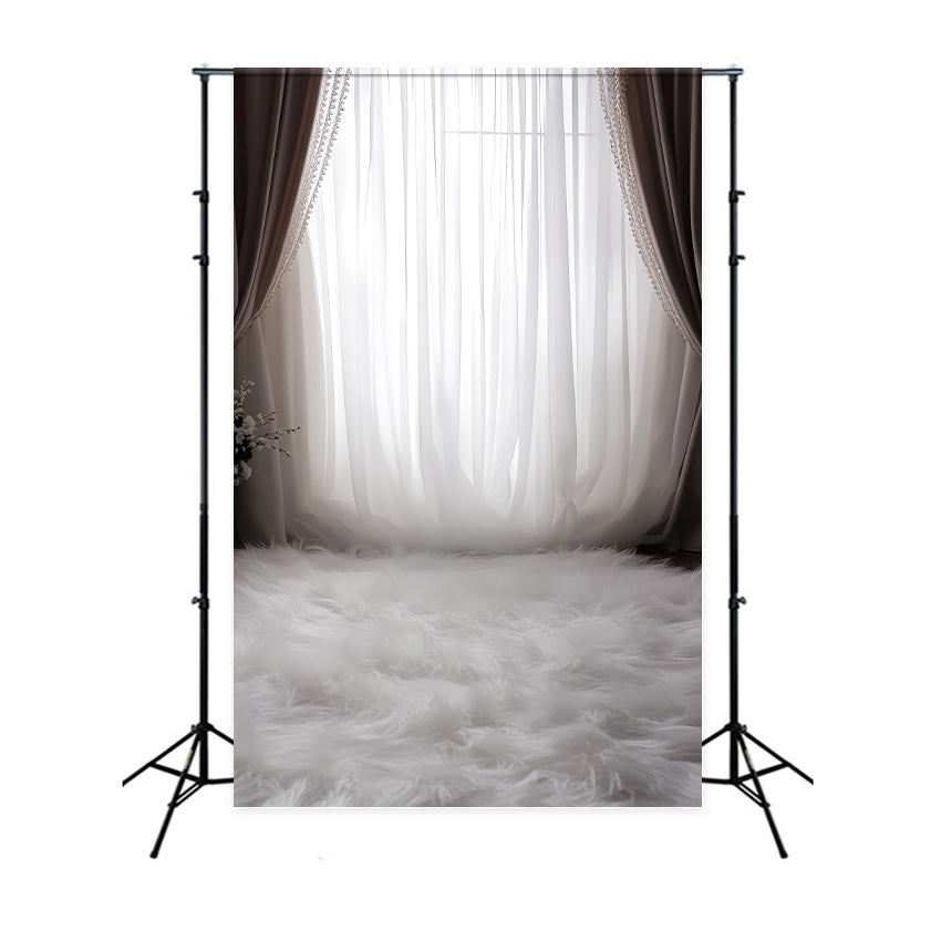 Boudoir Hintergrund Vintage Eleganz Vorhang Pelz Hintergrund BRP1-468
