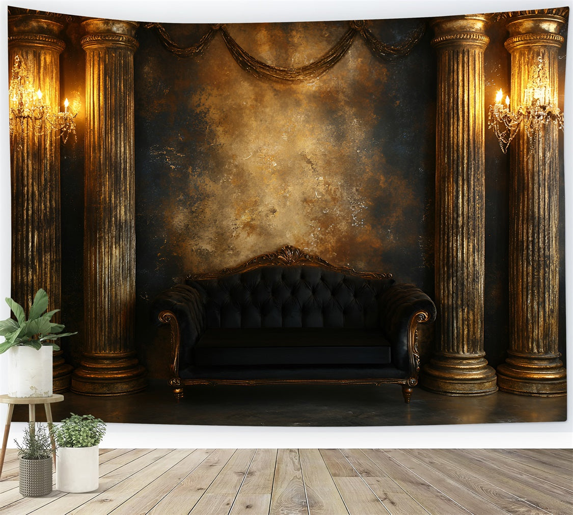 Boudoir Backdrop Vintage Gold Säule Zimmer Hintergrund BRP1-473