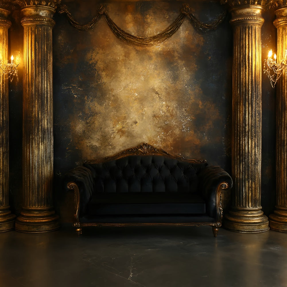 Boudoir Backdrop Vintage Gold Säule Zimmer Hintergrund BRP1-473