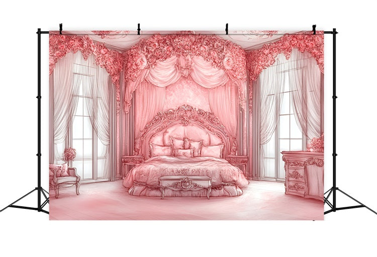 Boudoir Backdrop Ideen Rosa Thematisch Königliche Schlafzimmer Hintergrund BRP1-476
