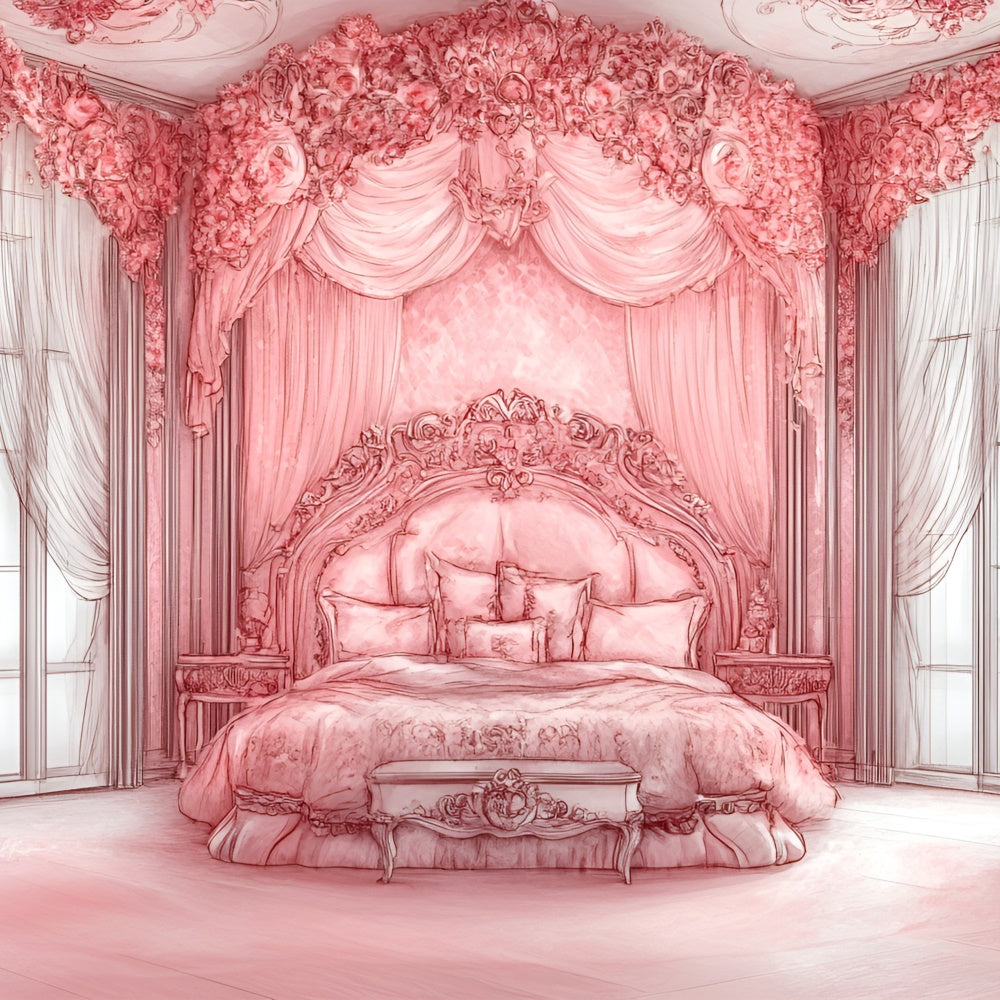 Boudoir Backdrop Ideen Rosa Thematisch Königliche Schlafzimmer Hintergrund BRP1-476