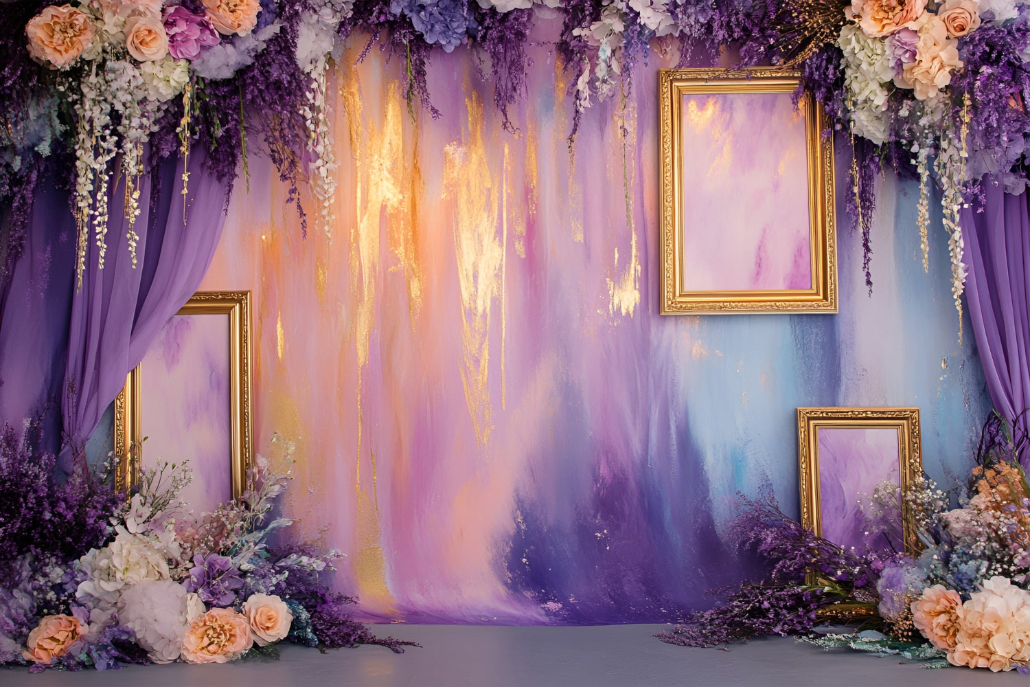 Boudoir-Fotokulissen Blumenarrangements Verträumte Pastellfarben Hintergrund BRP1-482