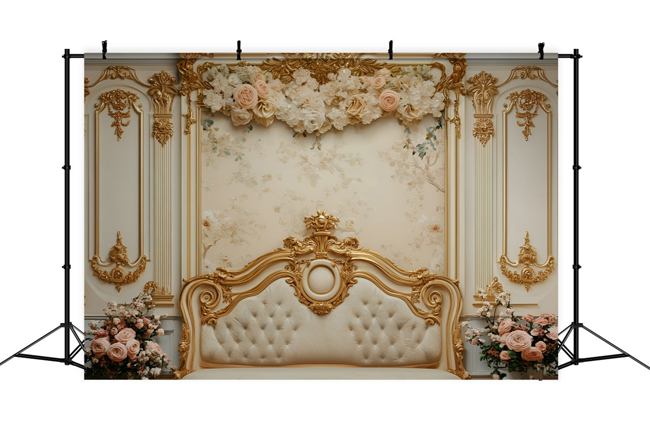 Boudoir Backdrops Floral Gold Kopfteil Backdrop BRP1-487