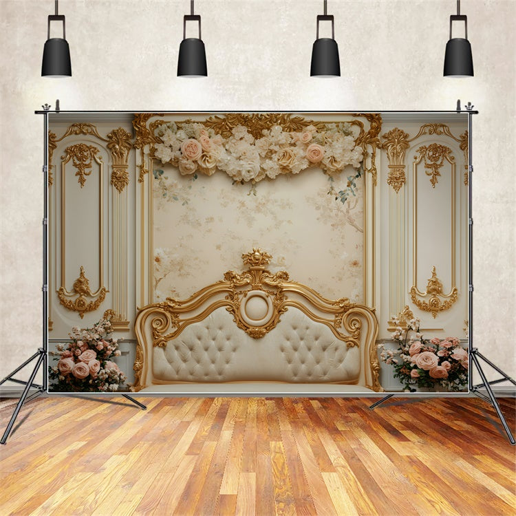 Boudoir Backdrops Floral Gold Kopfteil Backdrop BRP1-487