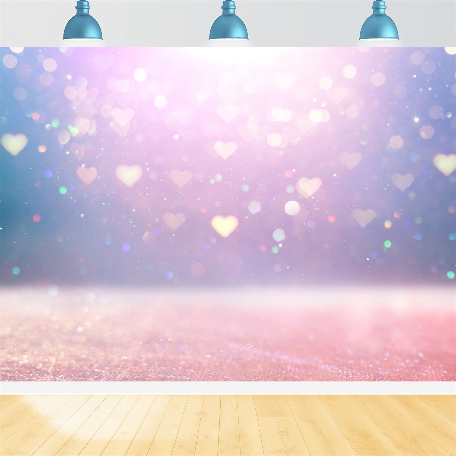 Valentinsthema Backdrop Weiches Pastell Herz Glitter Backdrop BRP1-85