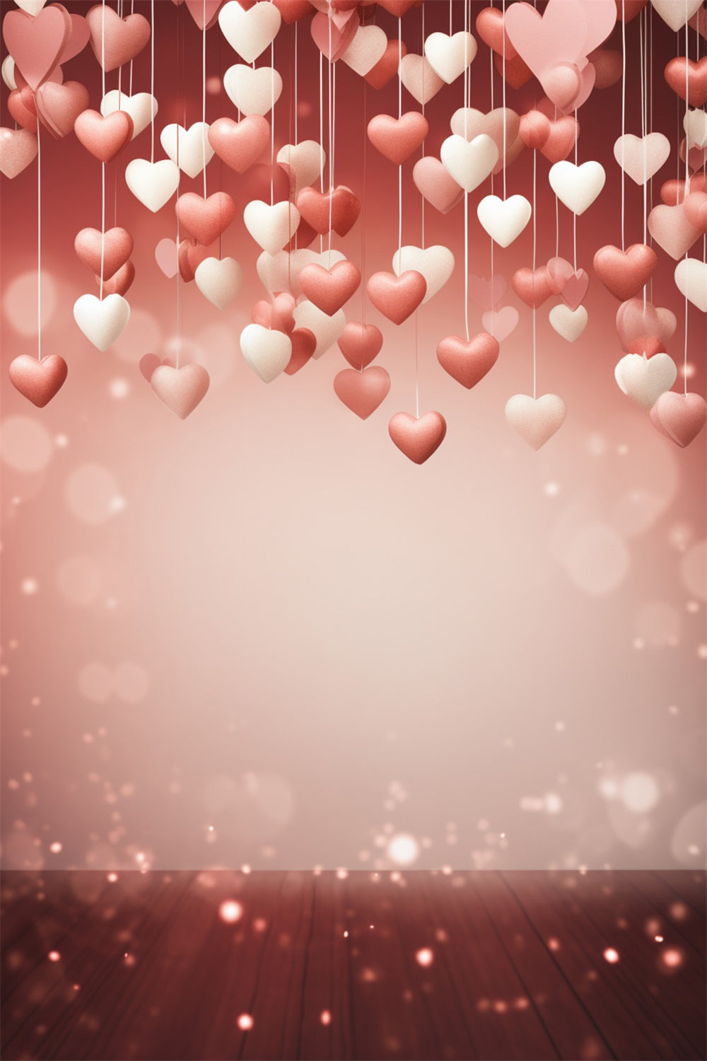 Valentinstag Backdrop Warm Glow Dangling Hearts Backdrop BRP1-86