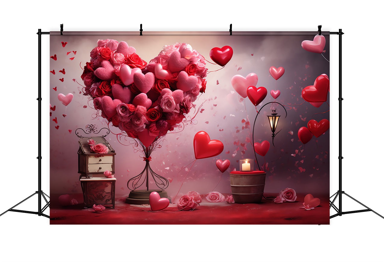 Valentine Backdrop Ideen Romantische Blumen Herz Ballon Backdrop BRP1-87