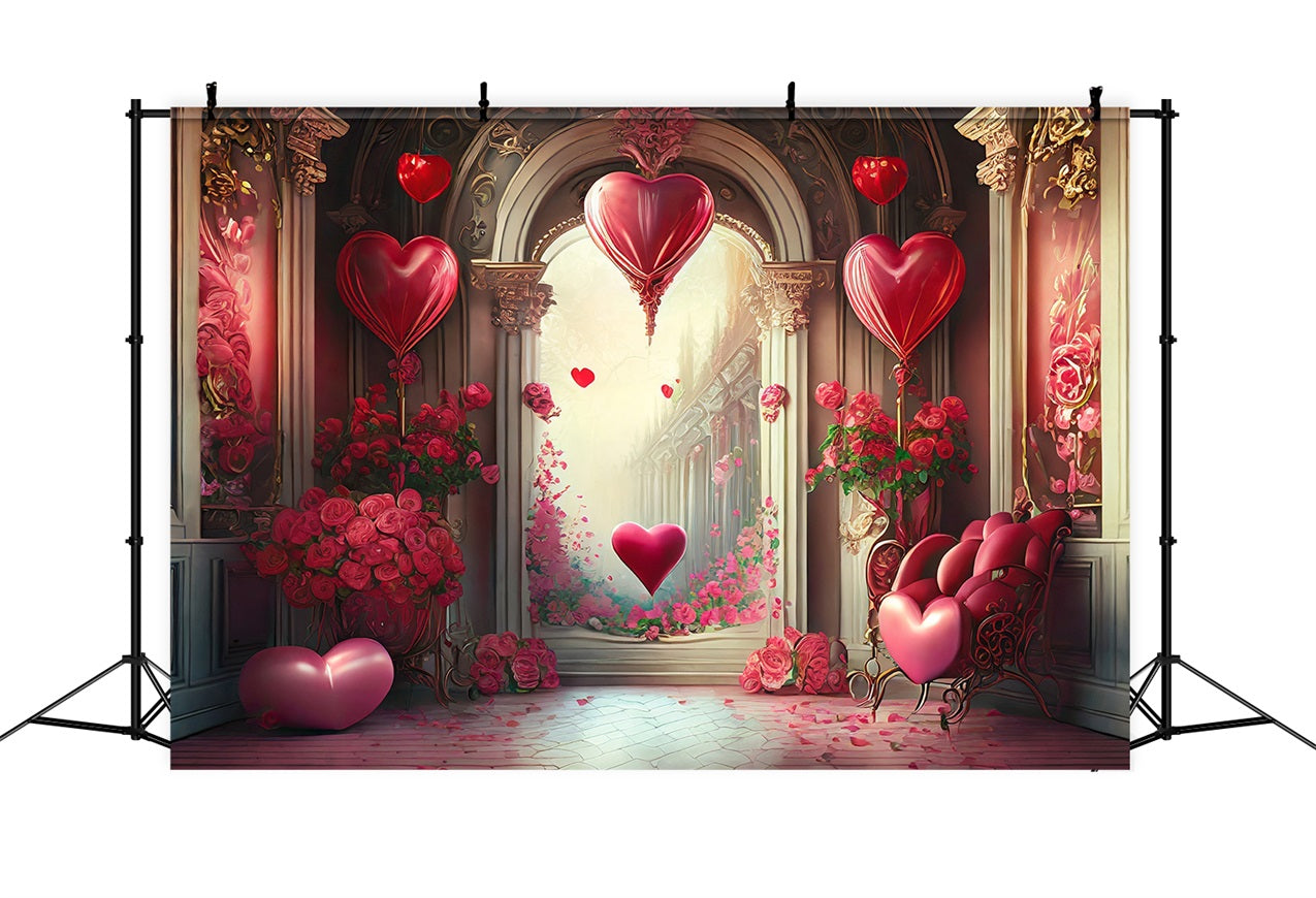 Backdrops Valentinstag Romantisch Ballon Herz Torbogen Backdrop BRP1-89