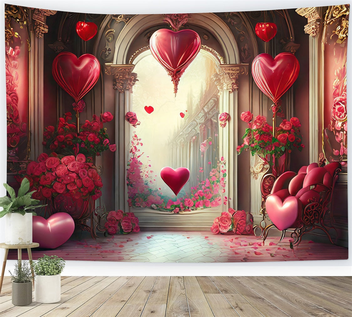 Backdrops Valentinstag Romantisch Ballon Herz Torbogen Backdrop BRP1-89