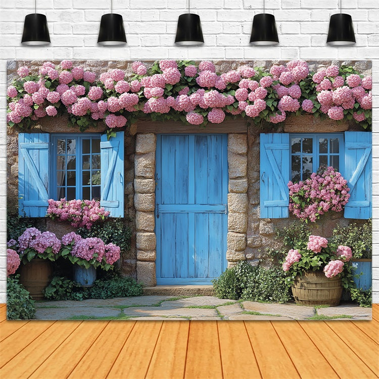 Backdrop Frühling Vintage Floral Cottage Holztür Backdrop BRP1-9