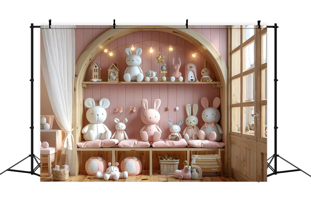 Niedliches Häschen Spielzeug Soft Pink Boho Hintergrund BRP10-108