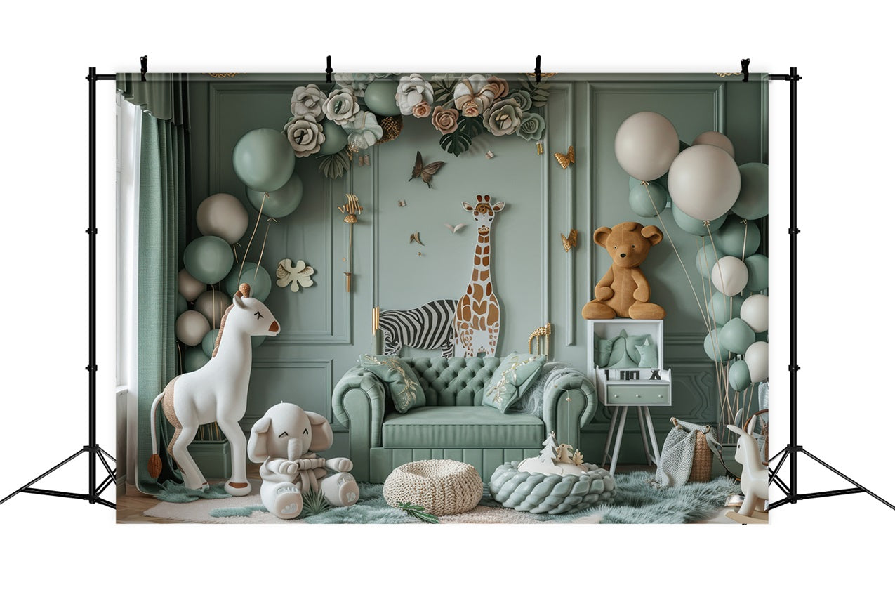 Ballon-Tier-Safari-Kinderzimmer Boho-Hintergrundkulisse BRP10-119