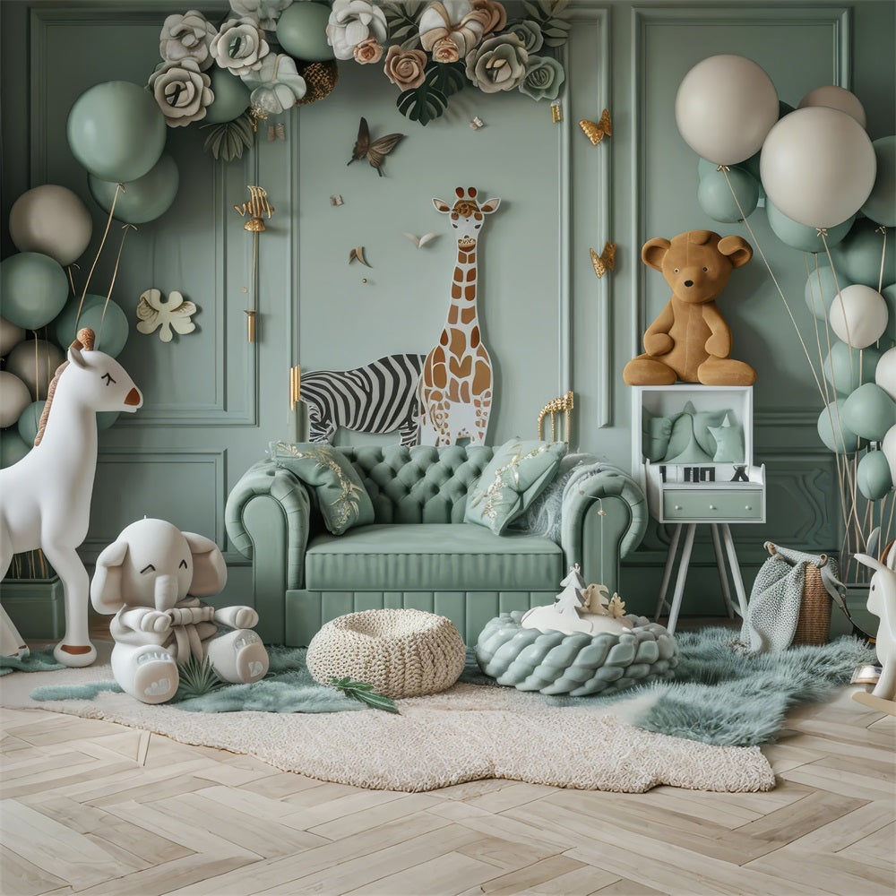 Ballon-Tier-Safari-Kinderzimmer Boho-Hintergrundkulisse BRP10-119