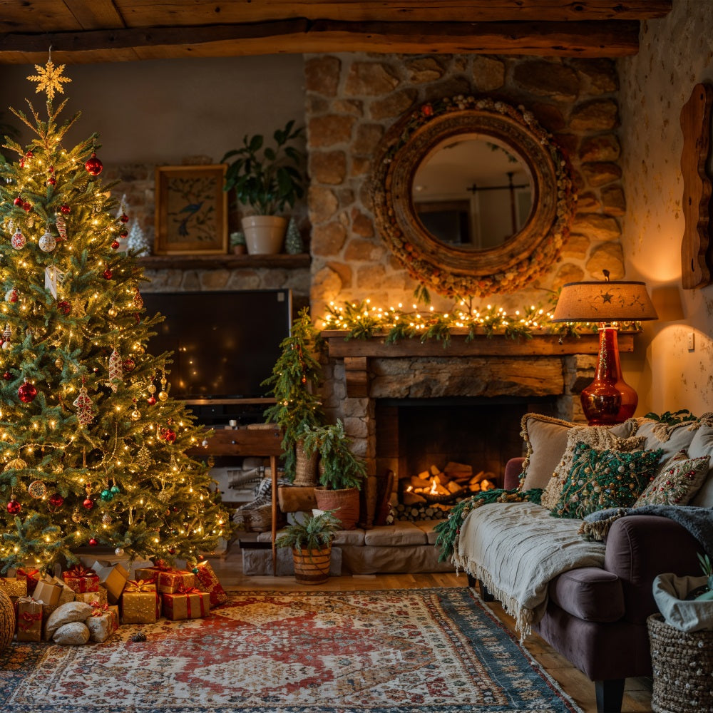 Weihnachts Hintergrund Kamin Baum Ambiente Hintergrund BRP10-132