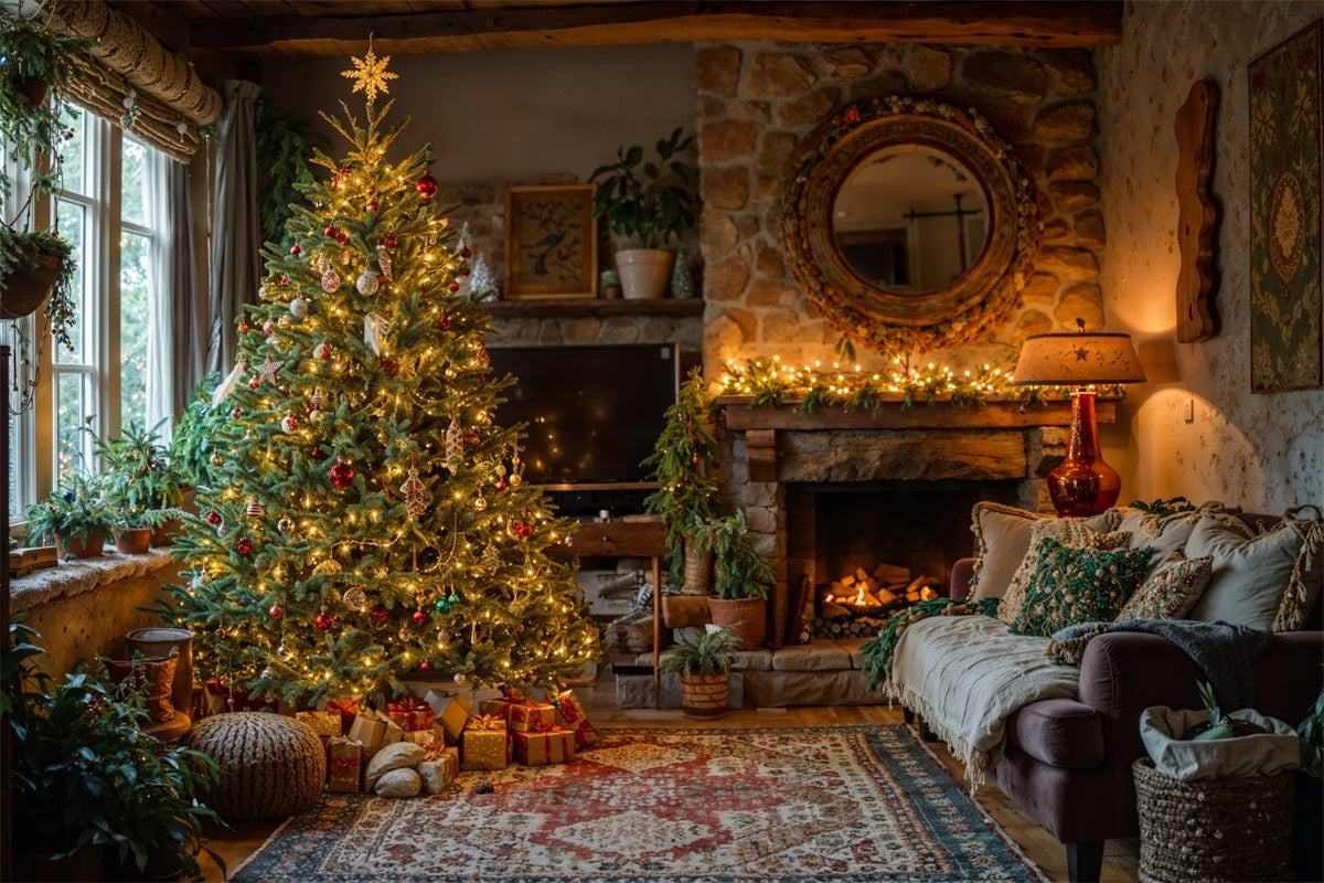 Weihnachts Hintergrund Kamin Baum Ambiente Hintergrund BRP10-132