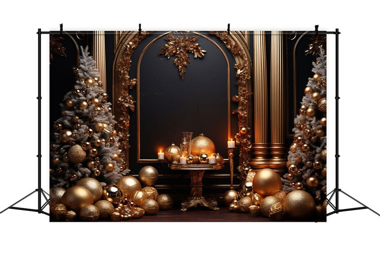 Fotografie Weihnachten Hintergrund Gold Weiß Ornamente Hintergrund BRP10-137