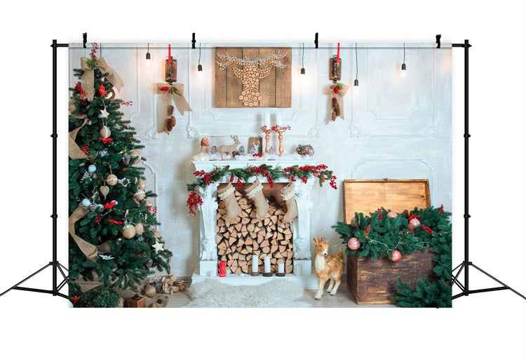 Weihnachten Hintergrund Holzscheite Ornamente Hintergrund BRP10-143