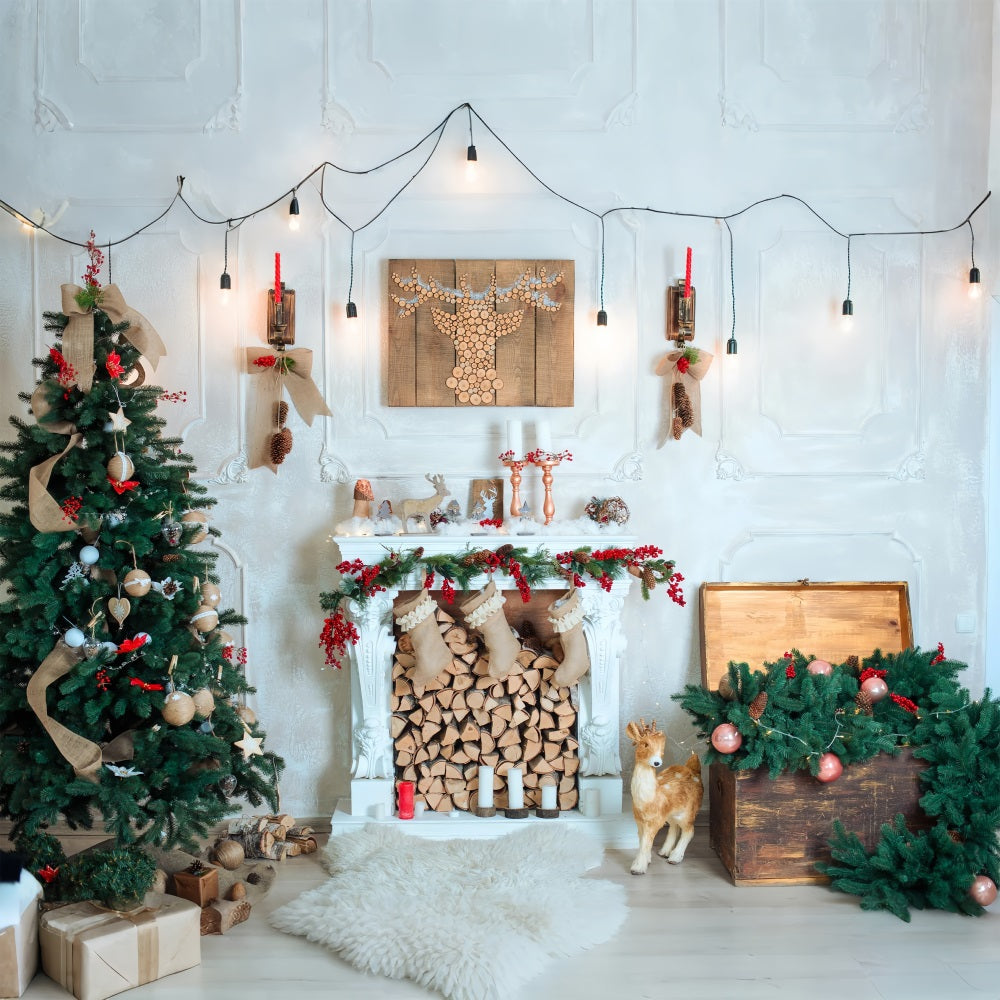 Weihnachten Hintergrund Holzscheite Ornamente Hintergrund BRP10-143