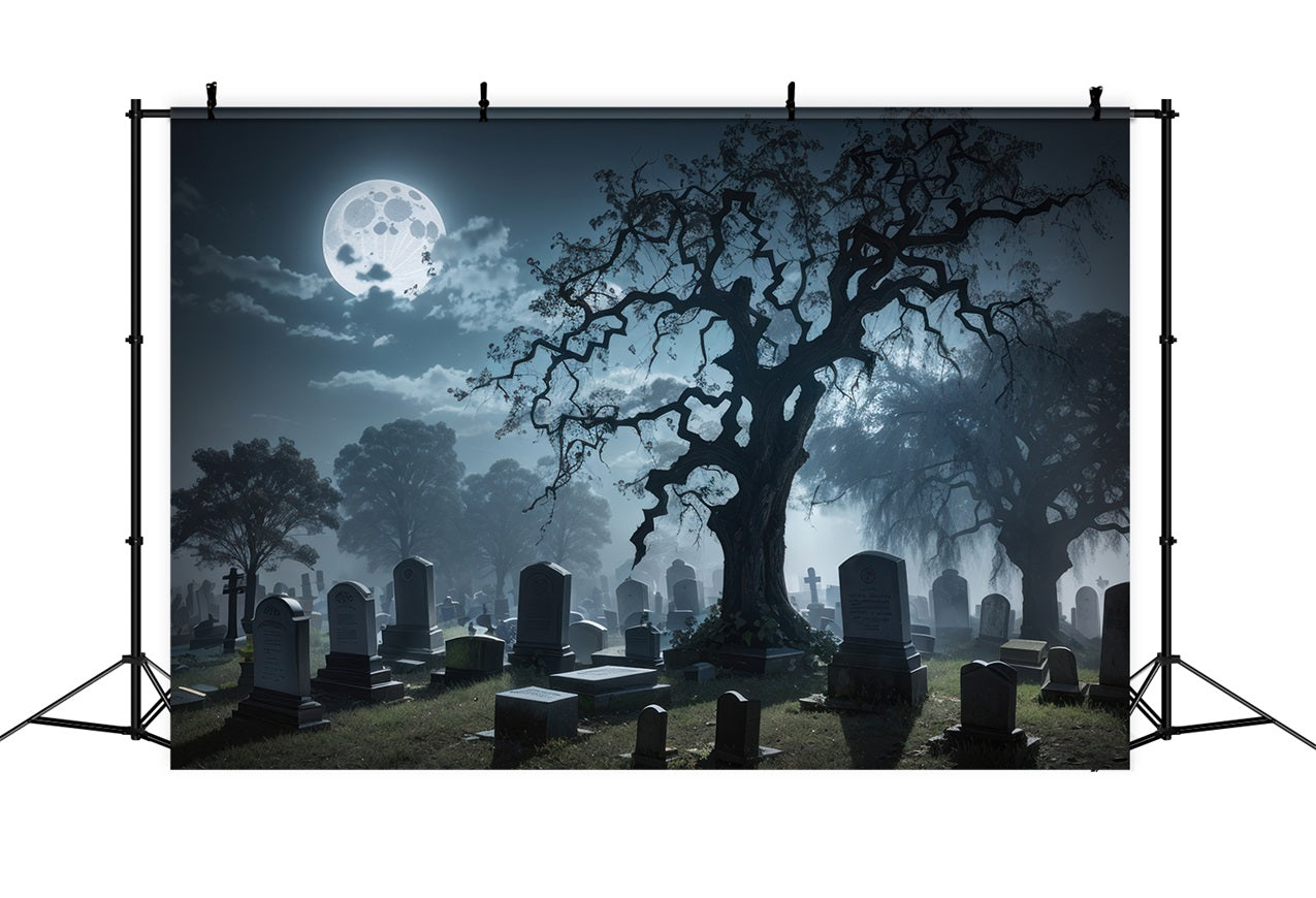 Halloween Hintergrund Grabsteine Nebliger Friedhof Hintergrund BRP10-185