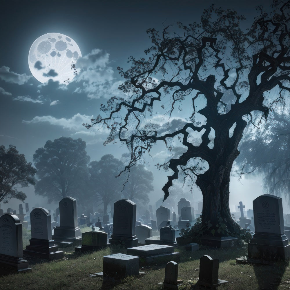 Halloween Hintergrund Grabsteine Nebliger Friedhof Hintergrund BRP10-185