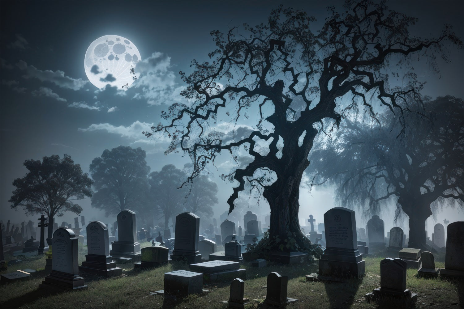 Halloween Hintergrund Grabsteine Nebliger Friedhof Hintergrund BRP10-185