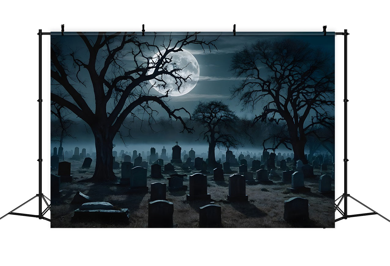 Halloween Fotohintergründe Gruseliger Friedhof Verdrehte Bäume Hintergrund BRP10-186