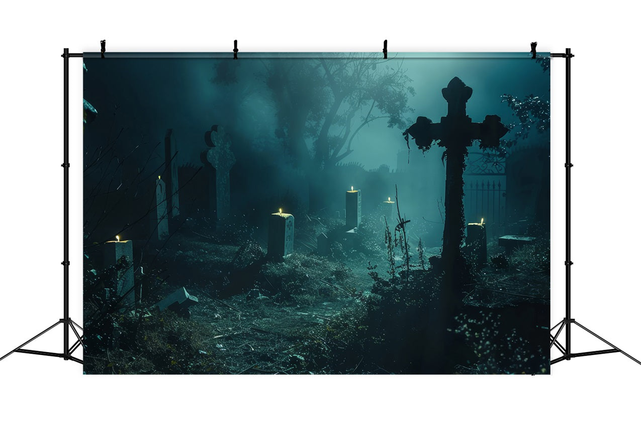 Halloween Hintergrund Fotografie Friedhof Pfad beleuchtete Kerzen Hintergrund BRP10-188