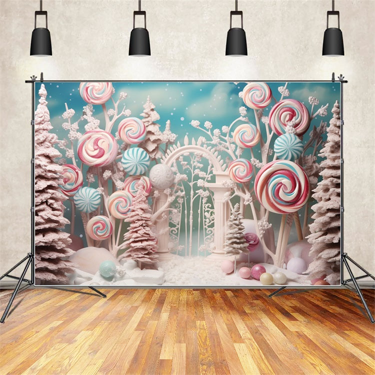 Wintermärchen Candy Forest Bunte Lutscher Hintergrund BRP10-19