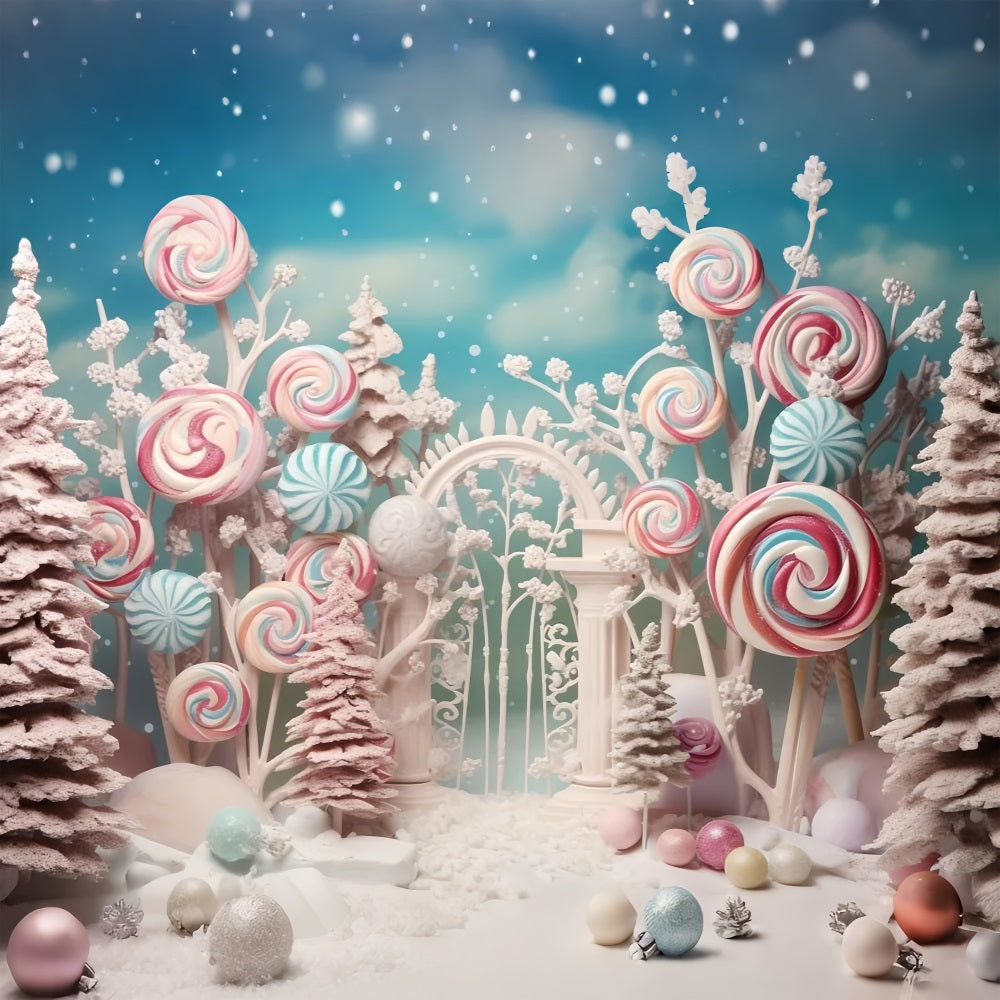 Wintermärchen Candy Forest Bunte Lutscher Hintergrund BRP10-19