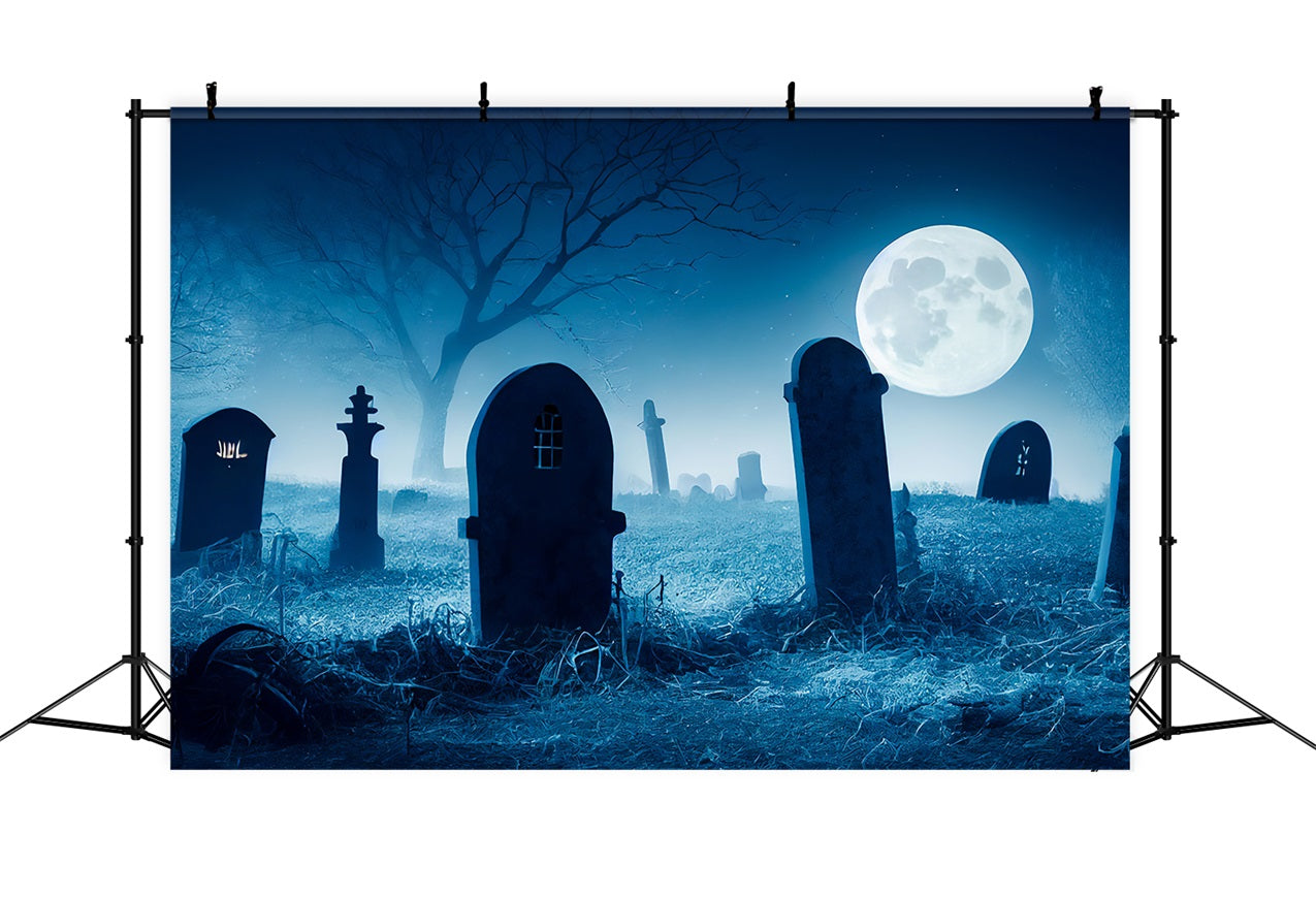 Halloween Hintergrund Gespenstischer Friedhof Mond Nacht Hintergrund BRP10-195