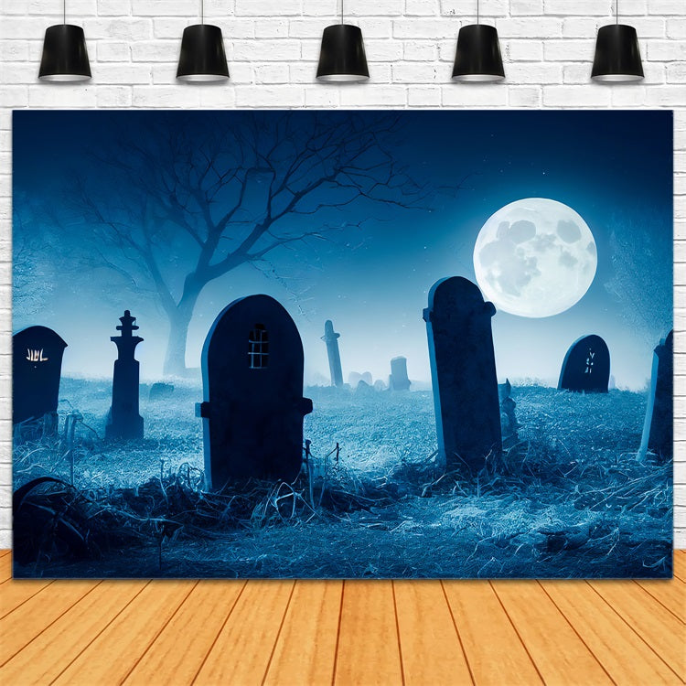 Halloween Hintergrund Gespenstischer Friedhof Mond Nacht Hintergrund BRP10-195