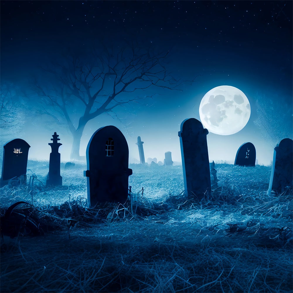 Halloween Hintergrund Gespenstischer Friedhof Mond Nacht Hintergrund BRP10-195